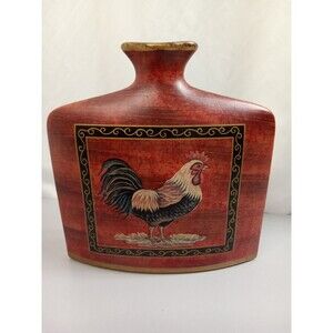 Rooster Vase Ceramic 9”W X 9” Tall X 2 1/2 Thick‎ Decor